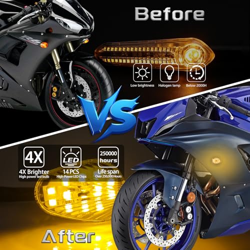 Image of LED Turn Signal Light Flush Mount Motorcycle Blinkers Compatible with Yamaha YZF R1 R3 R6 R6S TMAX MT-07 MT-09 Fazer FZ6 FZ1 FZ6R FZ07 FZ8 FZ09 12V Transparent