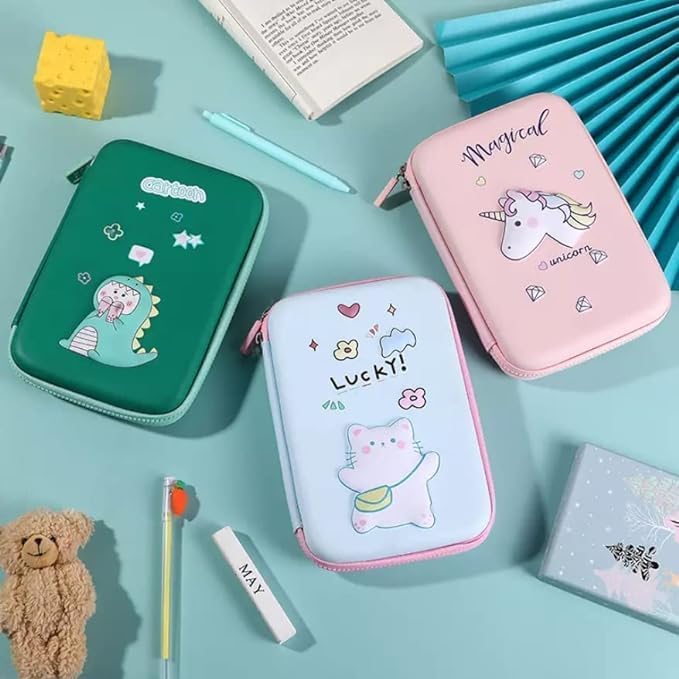Image of Cartoon Theme Pencil Case - 3D EVA Pencil Pouch, Multipurpose Zipper Pencil Case for Kids, Pen and Pencil Bag for School Kids, Girls, Stationery Storage Box (Big Lucky Pouch)