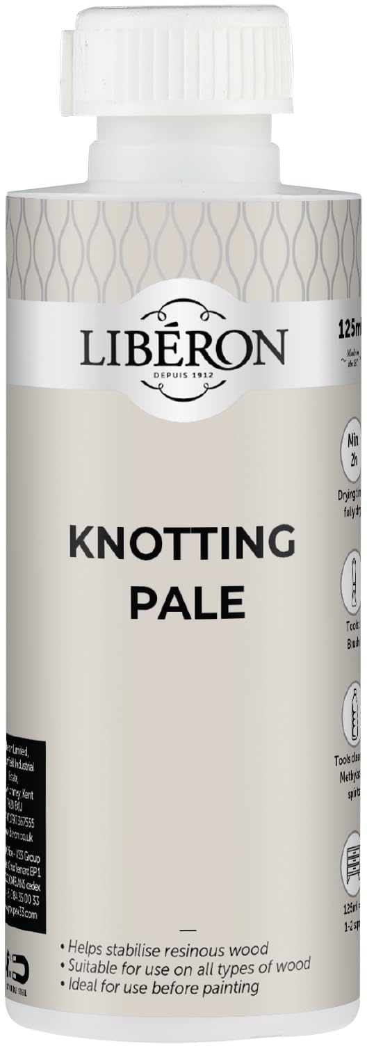 Libéron Knotting Pale - Prevents Knot & Resin Bleed Through - Stabilises Resinous Wood Before Painting or Varnishing - Suitable for All Wood Types - Clear/Pale Finish - 125ml
