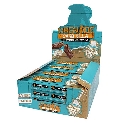 Grenade Carb Killa High Protein and Low Carb Bar, 12 X 60 g - Chocolate Chip Salted Caramel