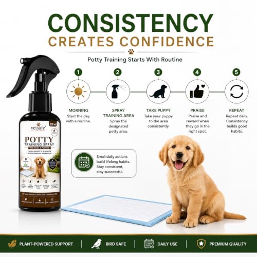 Image of VetSafe Potty Training Spray for Dogs & Puppies, 200 ml | Puppy Toilet Training Aid for Pee & Poop | Helps Guide Pets to a Designated Spot | Indoor & Outdoor Use | Alcohol-Free