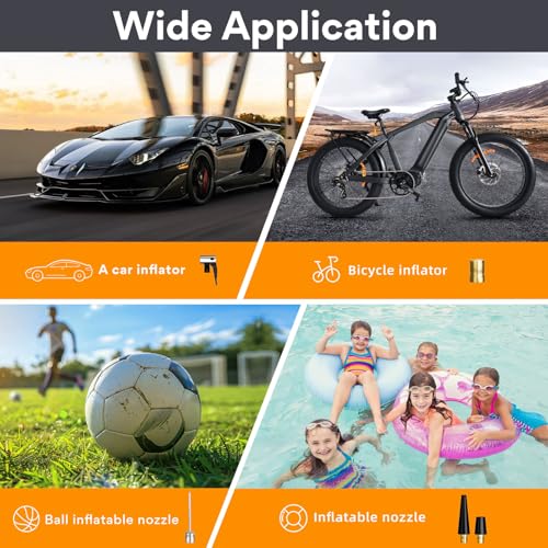 Image of 180 PSI Tire Inflator Portable Air Compressor, 8X Faster Portable Air Pump with Powerful Battery, Digital Pressure Gauge for Cars, Bikes & Motorcycle Tires, Ball