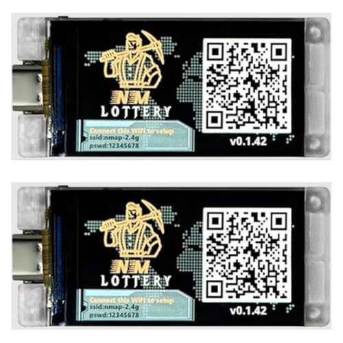 Briaatt 2 Juegos de Nerd Miner V2 ESP32 Crypto Solo Lottery 117KH/S Master T190 BTC con Conexión WiFi de Bajo Consumo de Energía