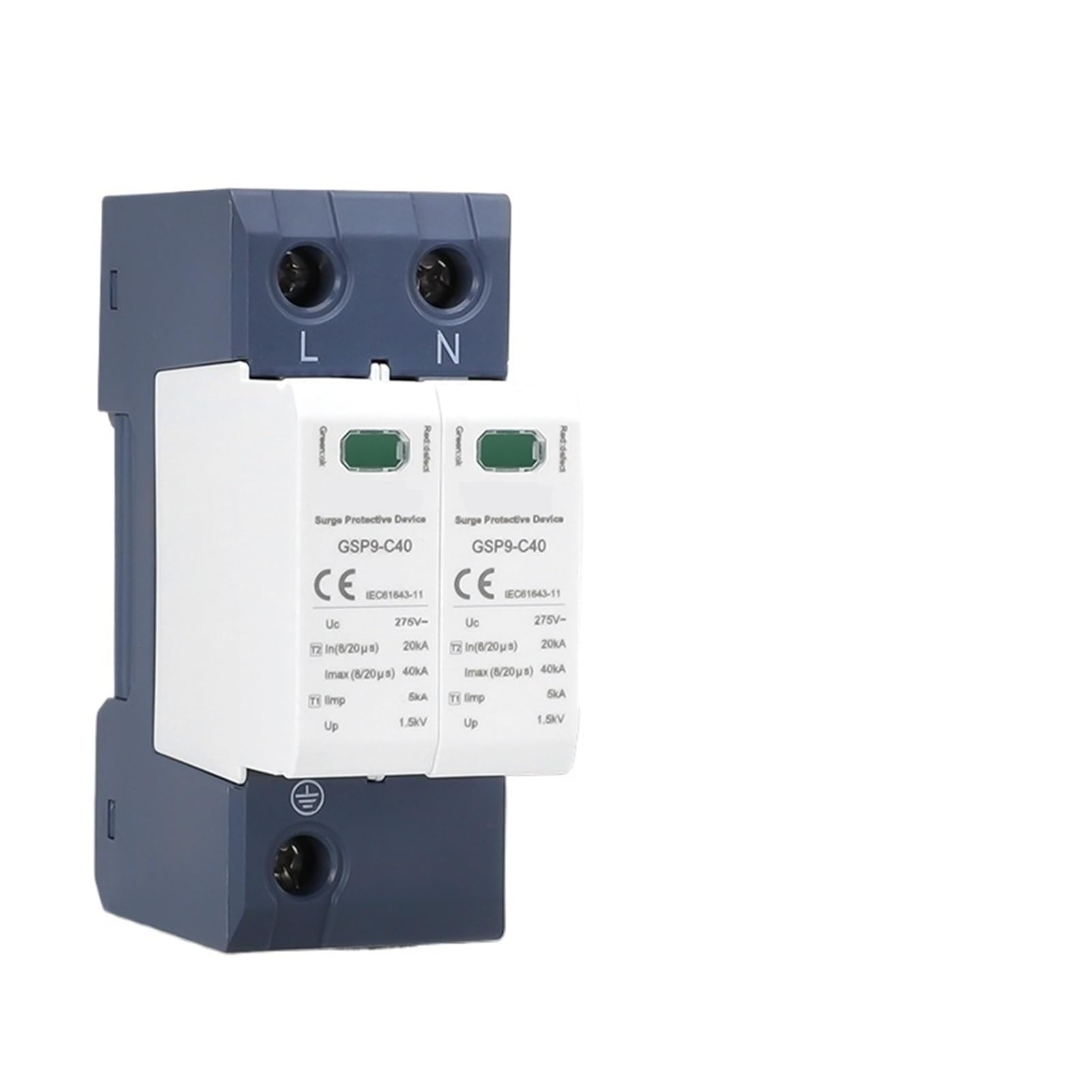 Protector contra sobretensiones doméstico GSP9 2P 4P | 1P+N Carril Din 20KA-40KA SPD AC275V SPD(4P AC275V 40KA)
