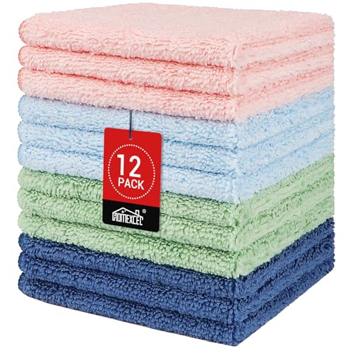 HOMEXCEL Wash Cloths, Quick Drying Face Towel for Showering, Super Absorbent Washcloths for Body Face, All-Occasion for Bathroom Gym Spa Travel, Pink/Light Blue/Green/Navy Blue