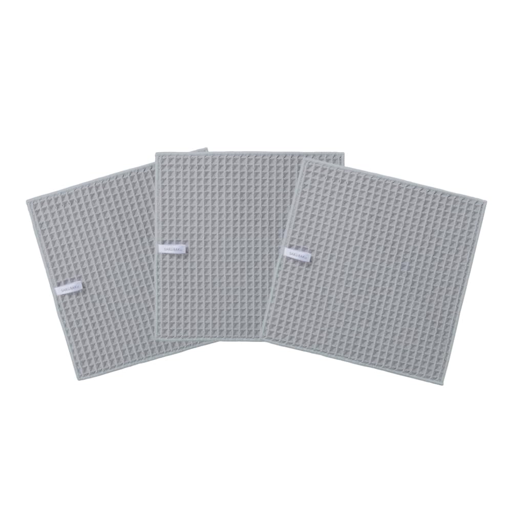 Earl Drying Mat, Set of 3, M Waffle Weave, Antibacterial Absorbent Mat, Kitchen Towel, Kitchen Cloth, Microfiber, Tea Towel, Quick Drying, Absorbent, Antibacterial, Loop, Stylish, Gray Set of 3 Medium (Gray)
