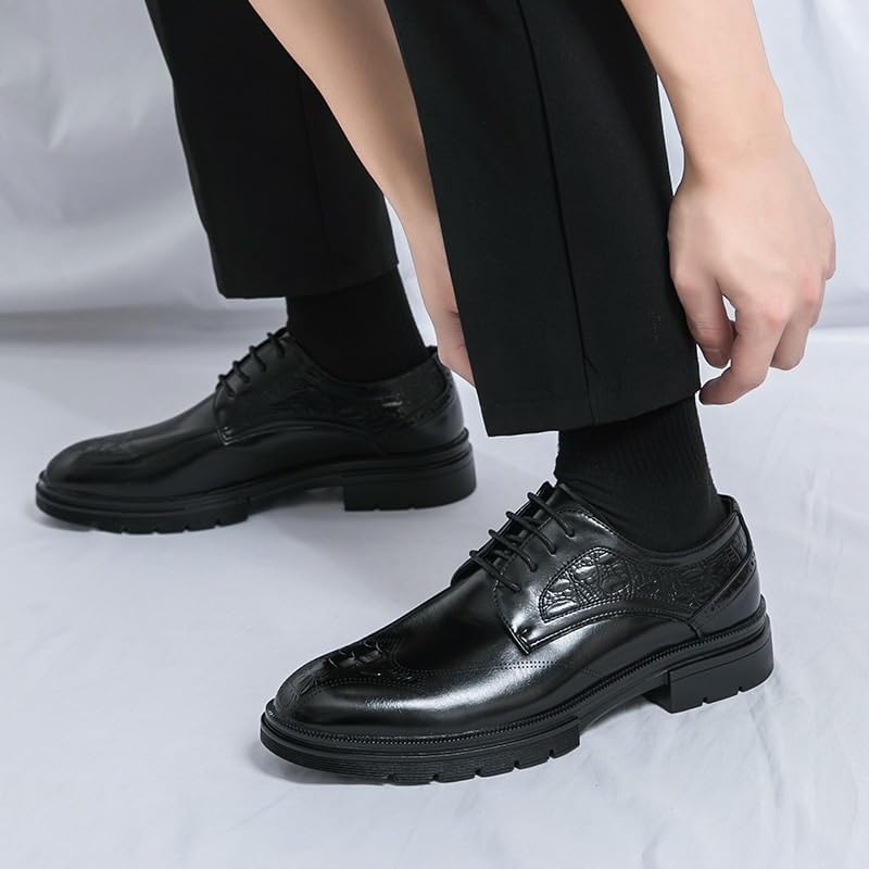 Men’s Comfort Oxfords Shoes for Men, Pointed Toe Lace-up Fashion Pointed Toe Comfort Non Slip Dress Shoes Business Office Wedding2