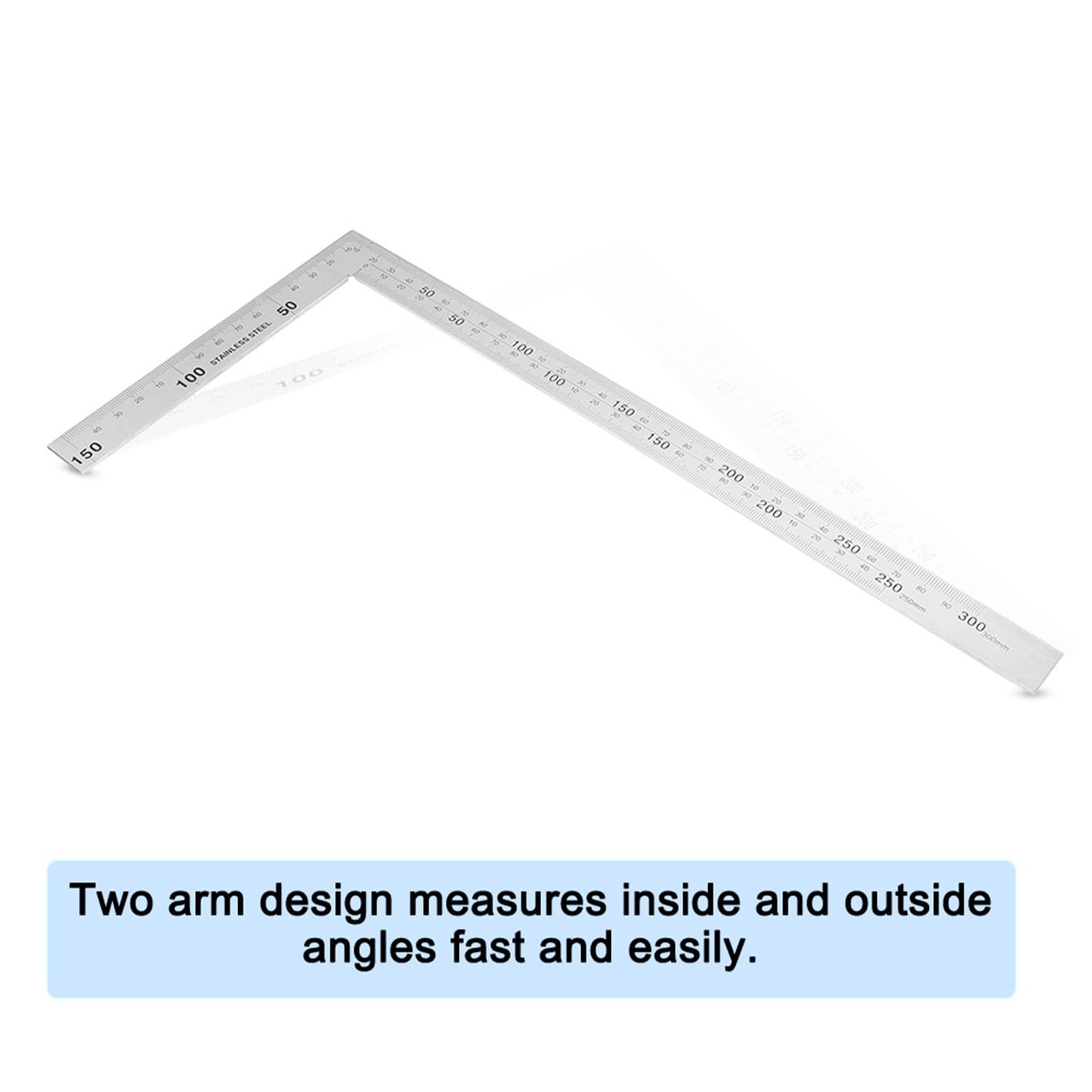WGFOIP 2pcs Metal Square Angle Ruler, Stainless Steel High Hardness Double-Sided Scale, for Precise Measurement Tool - Image 3