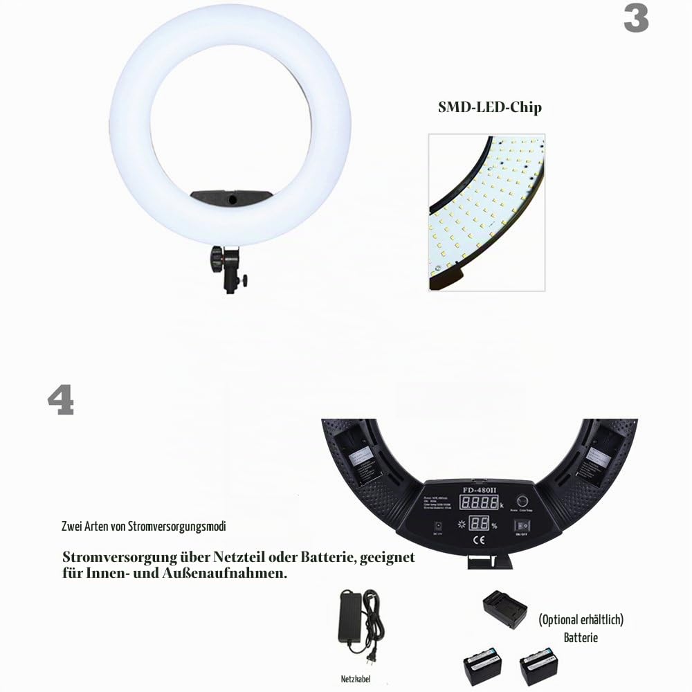 Digitaler Bildschirm LED Ringleuchte Licht Set:18 Zoll 96W Dimmbare LED-Ringlicht Lampenstativ für YouTube Vine Self-Porträt der Videoaufnahme