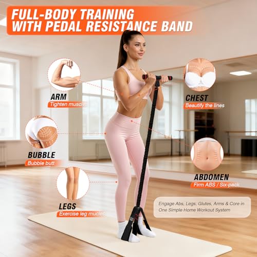 Image of Pedal Resistance Bands with Handles, Upgrade Women Exercise Bands for Full Body Training, Core, ABS, Legs, Glutes, Arms, Pilates, Physical Therapy, Strength, Sit Up Equipment for Home Workout