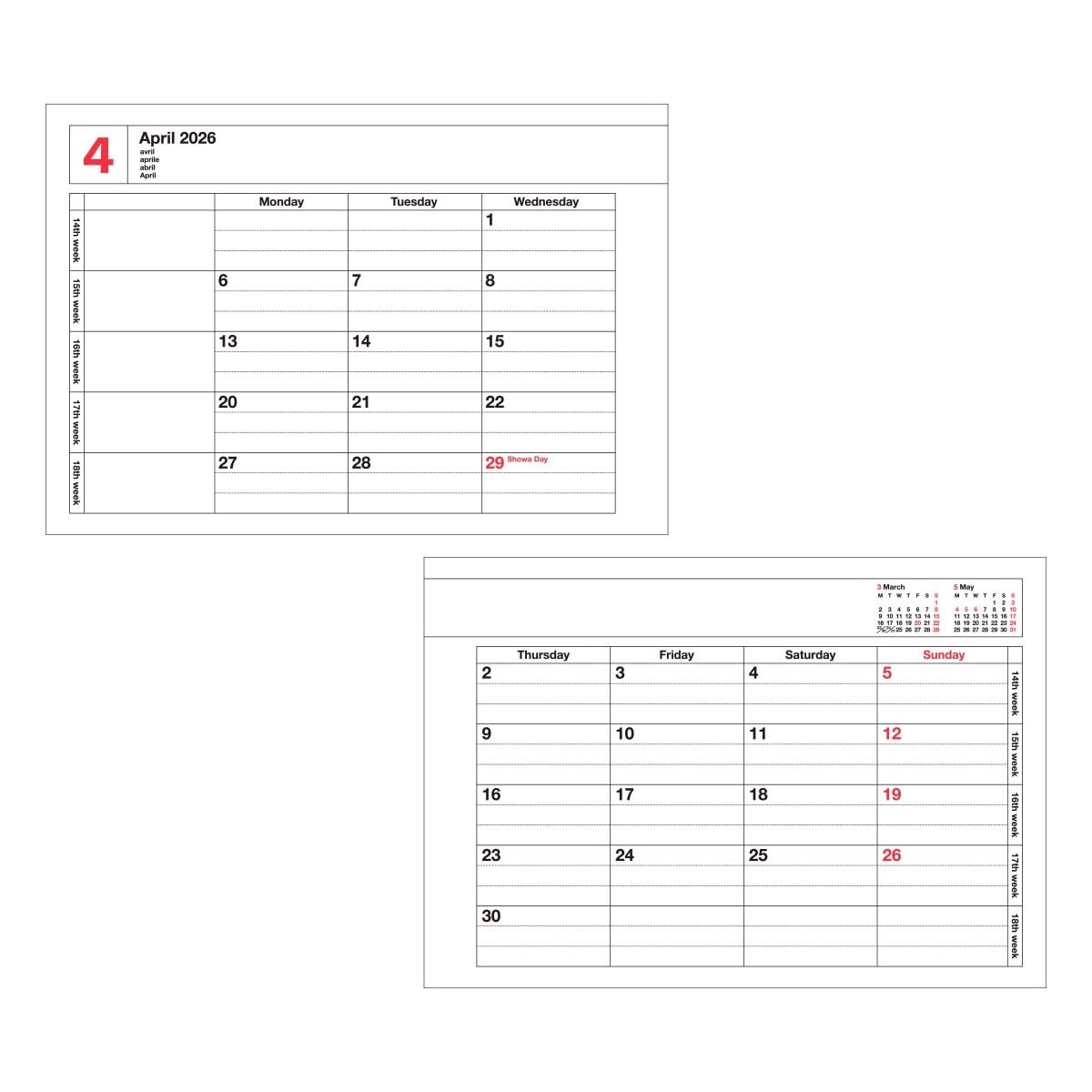 MARK'S 2026 Tischkalender, XS // Blue