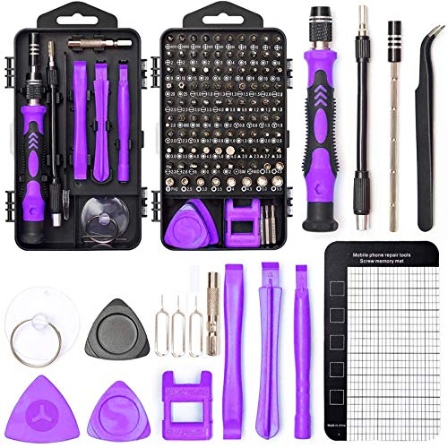 Precision Screwdriver Set Magnetic - Mini 124 in1 Professional Screw driver Tools Sets PC Repair Kit for Mobile Phone Tablet Computer Watch Camera Eyeglasses Electronic Devices DIY Hand Work (PURPLE)