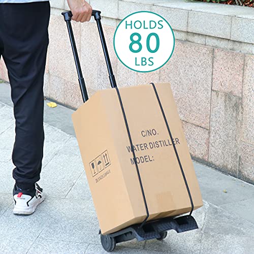 Hand Truck, Gimify Luggage Cart Folding Hand Dolly Cart with Wheels Lightweight Portable for Shopping Moving, Personal, Travel, Home Office Use, 80 lbs Capacity