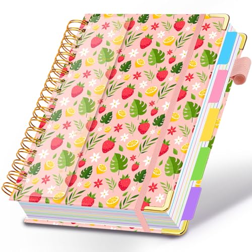 Grand carnet mignon avec intercalaires et onglets papier ligné rose pour prise de notes