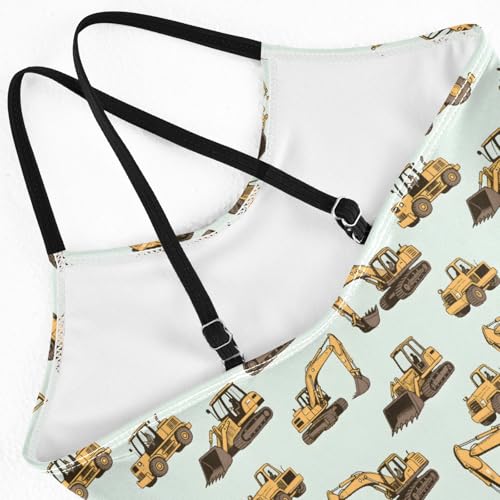 senya Girls Swimsuits One-Piece Swimwear Tie Bathing Suit Beach Summer Round Neck 5-6T Excavator Pattern4