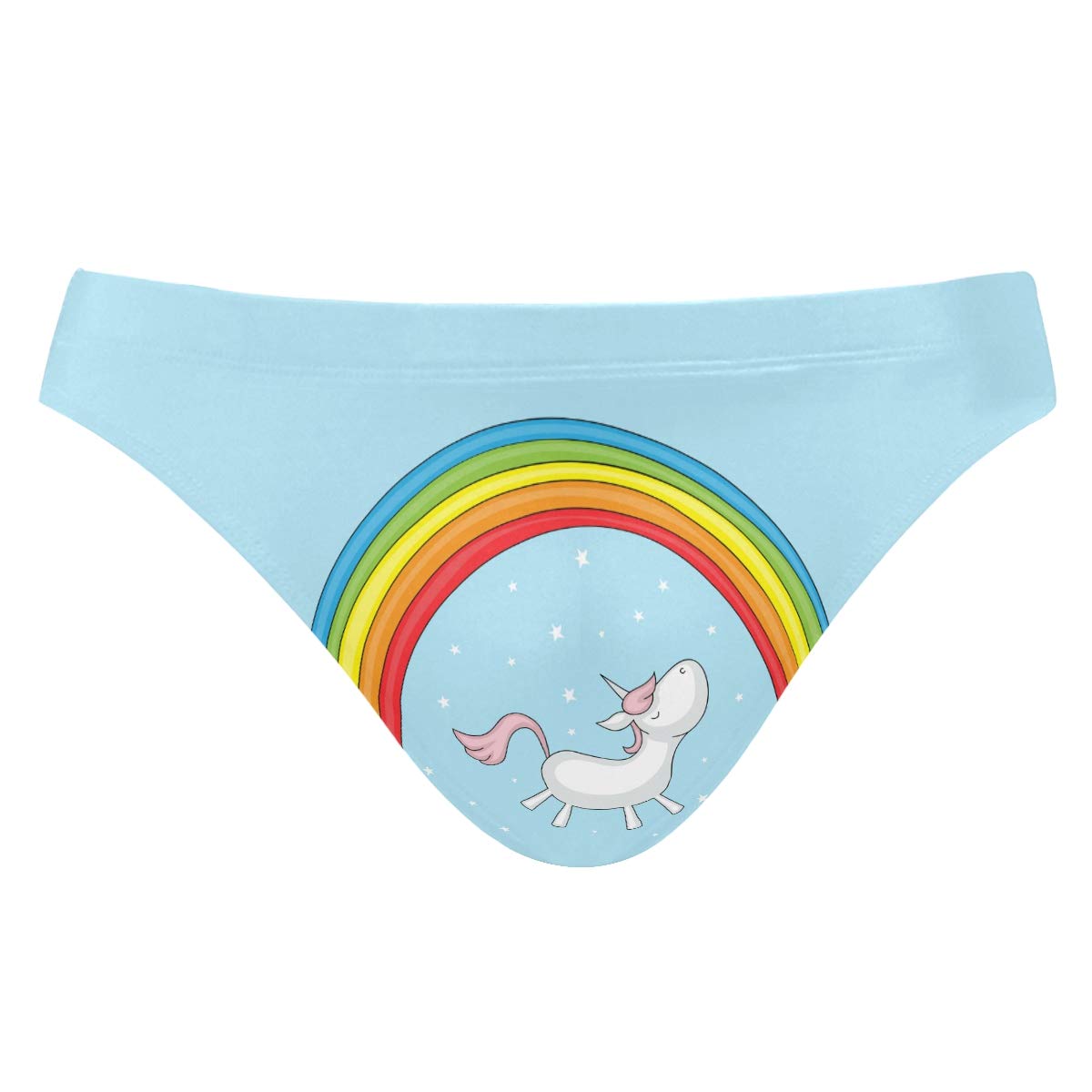Men Swim Brief Bikini Cartoon Unicorn Under Rainbow Beach Bikini for Men Swim Underwear Medium