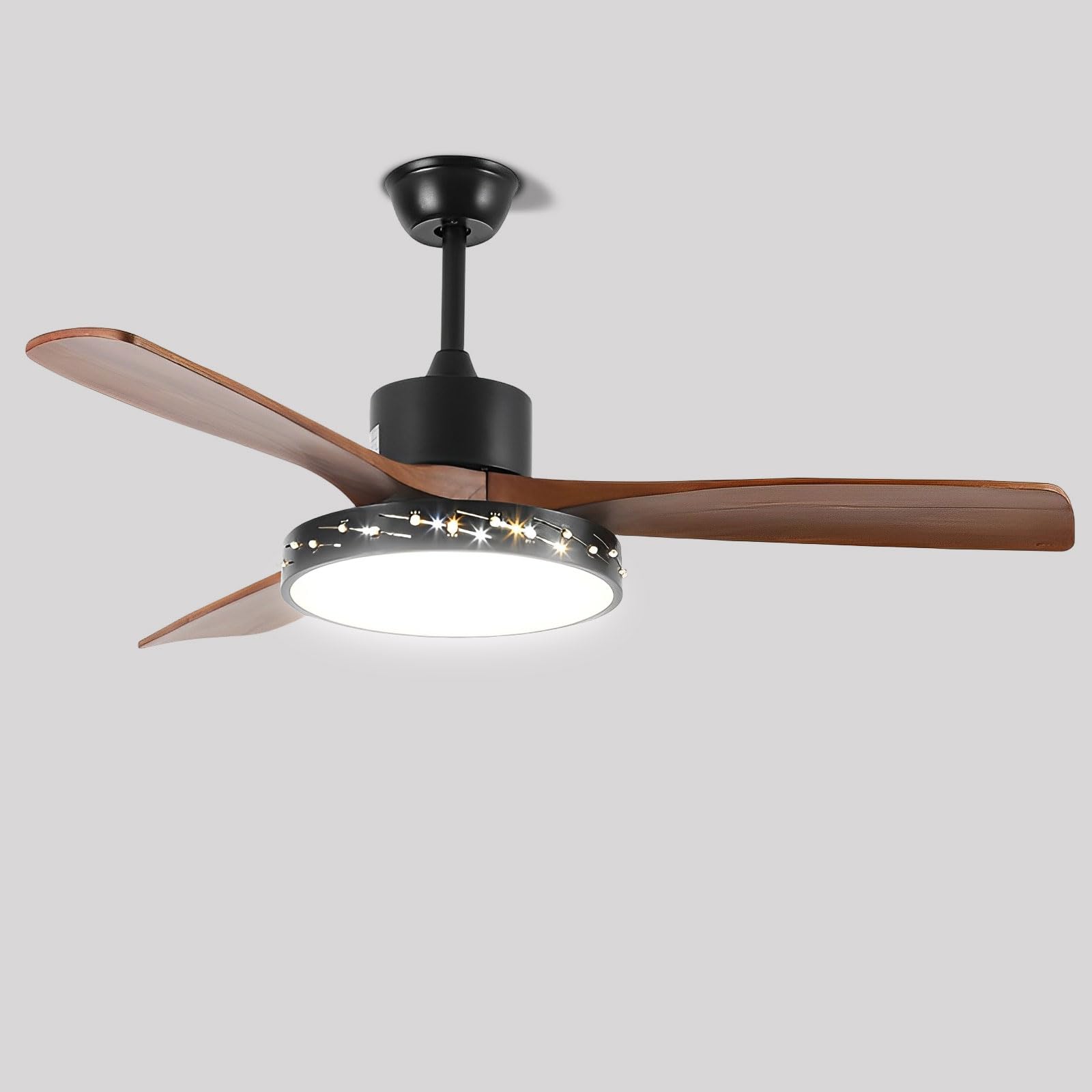 SXDMOUBK Indoor Quiet Ceiling Fans With Lights Remote Dimmable LED Ceiling Fan Light Nordic Ceiling Fan With DC Motor, 3 Wood Blades For Bedroom Lounge Room Living Room