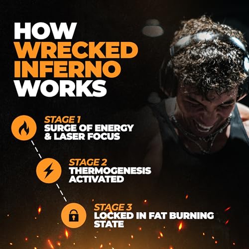 Image of Wrecked Inferno - Thermogenic Pre Workout For Men & Women, Increase Energy, Boost Thermogenesis & Metabolism, Enhance Exercise Performance - Contains L-Citrulline, L-Carnitine, Beta-Alanine & More