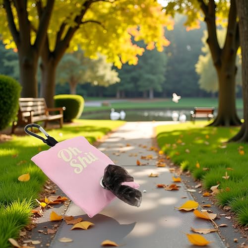 Image of Pink Dog Poop Bag Holder,Pet Pets Supplies Canvas Garbage Bags,Poop Bag Dispenser Portable Poop Waste Bag Holder Outdoor Puppy Cat Pick Up Organizer,Dog Supplies