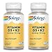 Vitamin D-3 & K-2 Solaray 60 VCaps (Pack of 2)