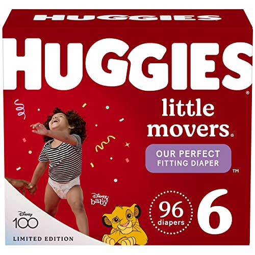Image of Huggies Little Movers Baby Diapers, Size 6 (35+ lbs), 96 Ct