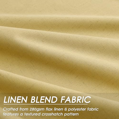 Image of Nanspring Gold 100% Blackout Linen Curtains 84 Inch Length 2 Panels Set for Bedroom Back Tab Modern Farmhouse Decor Black Out Curtain for Living Room Office Thermal Insulated Drapes 52x84