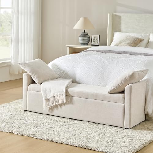 HULALA HOME Modern Storage Bench with Throw Pillows,...