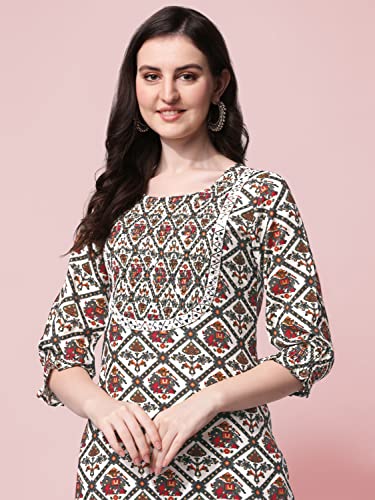 Image of MIRCHI FASHION Women's Straight Fit Paisley Printed And Embellished Kurta Set with Dupatta and Trouser