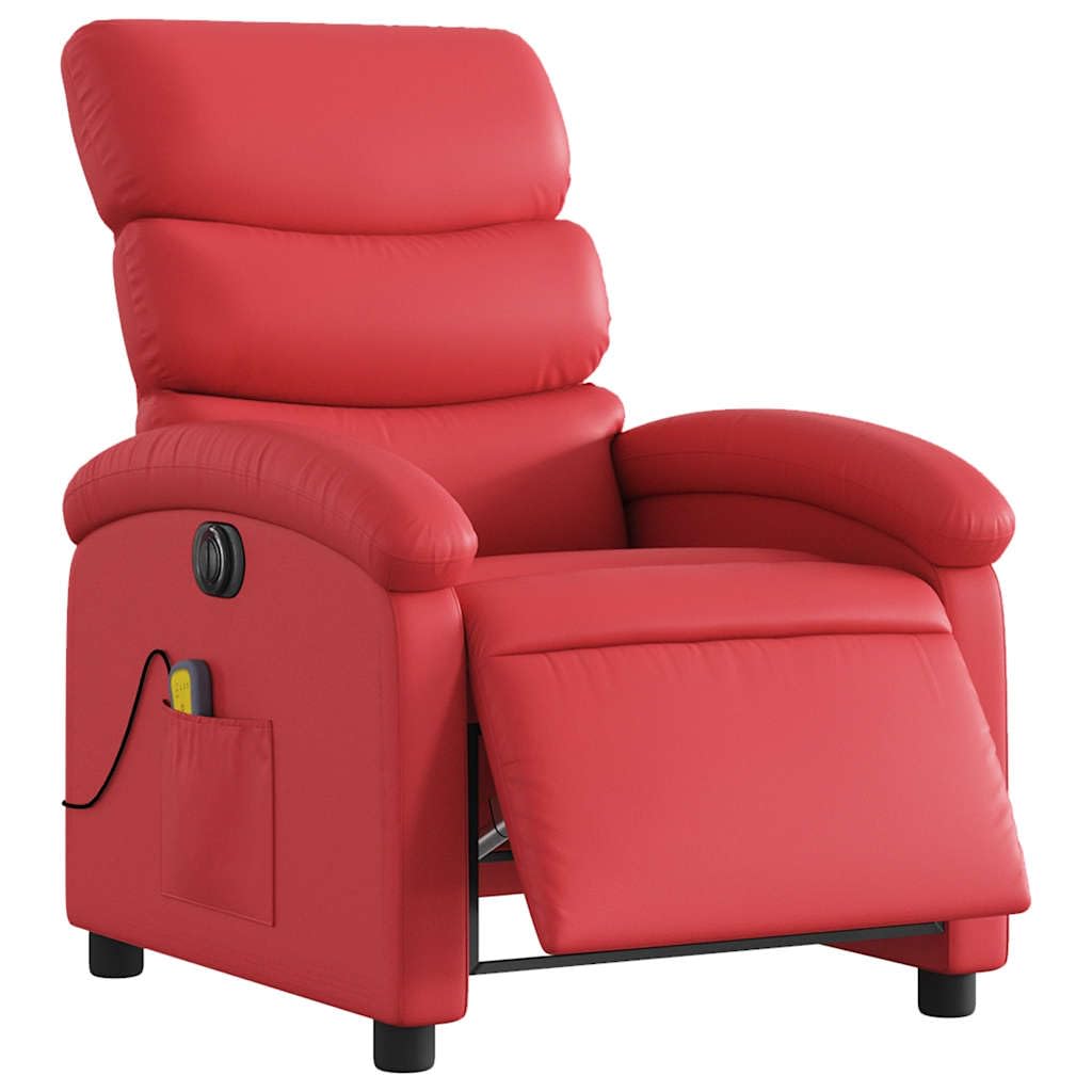 Sillón de masaje eléctrico con 6 puntos de vibración, piel sintética, motor eléctrico para respaldo y reposapiés, sillón de relax con bolsillo lateral, 70 x 92 x 99,5 cm