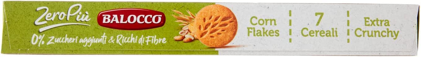 6X Balocco ZeroPiu Biscotti Frollini Extra-Crunchy ai 7 Cereali e con Corn Flakes Senza Zuccheri Aggiunti 230g [6 Confezioni]