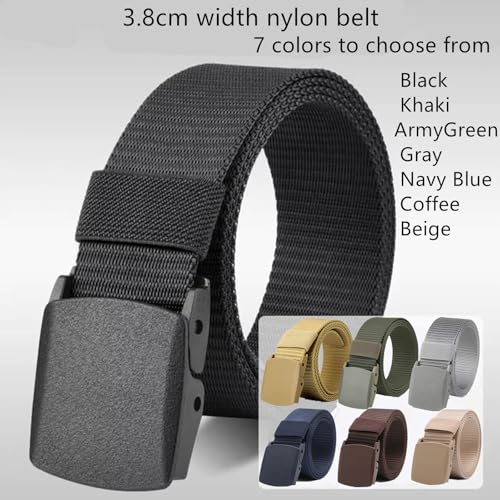 Nylon Canvas Breathable Tactical Belt for Men, Adjustable Trimmable Fabric Work Belts with Plastic Buckle, 2 Pcs2