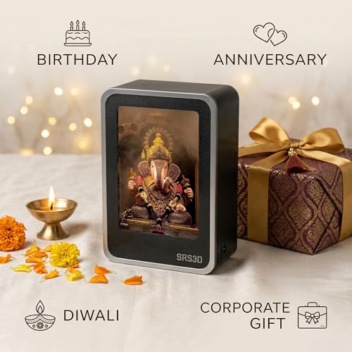 Image of Car Dashboard God Digital Frame Both Side with 16 Different Colors and Adjustable Brightness- Size 4.5 inchx3.3 inch | Shrimant Dagdusheth Ganpati and Lalbaugcha Raja
