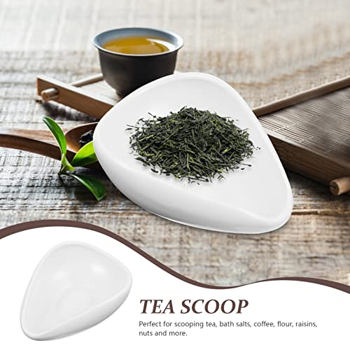 Yardwe Chinese Kungfu Tea Scoop Tea Accessories 2Pcs Ceramic Teaspoons Loose Leaf Tea Scoops Coffee Bean Measuring Spoons Scooper White Coffee Bar Accessories Ceramic Tea Scoop #TOP5