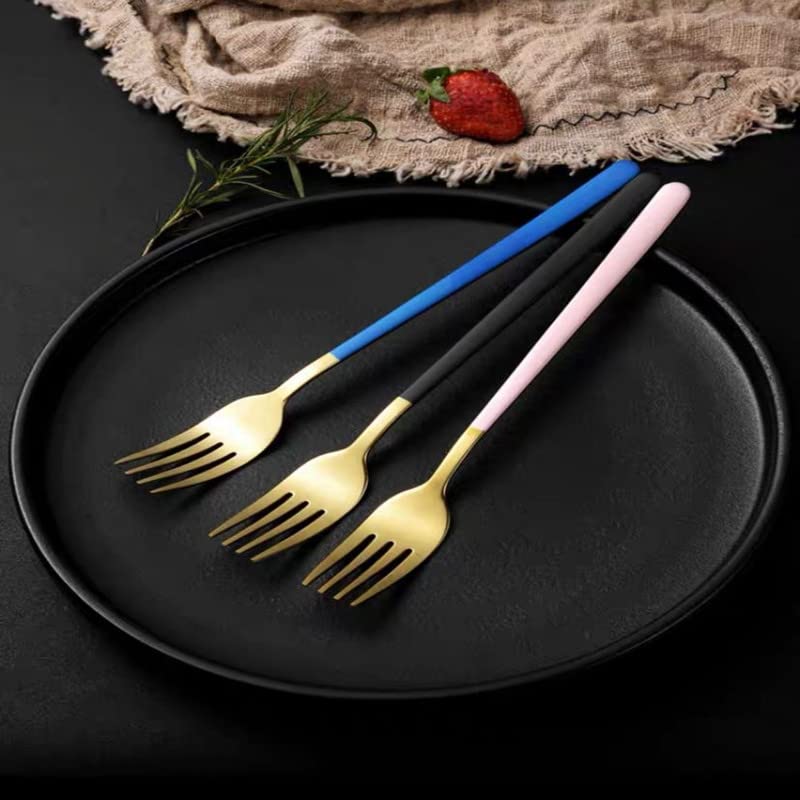TOMATUS® Stainless Steel Dinner Fork for Home/Kitchen, Mirror Polish, Tablefork, Salad Fork, Dinner Fork Set for Home, Kitchen, Restaurant (Gold_Pink, Pack of 4) 2