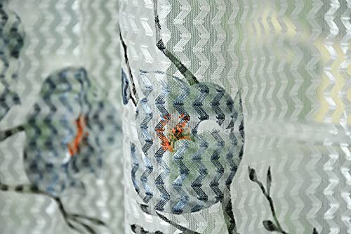 Image of Premium Polyester Floral Sheer Printed Net Combination Transparent Beautiful Curtains Set of 3 Piece for Window Grey 6 Feet
