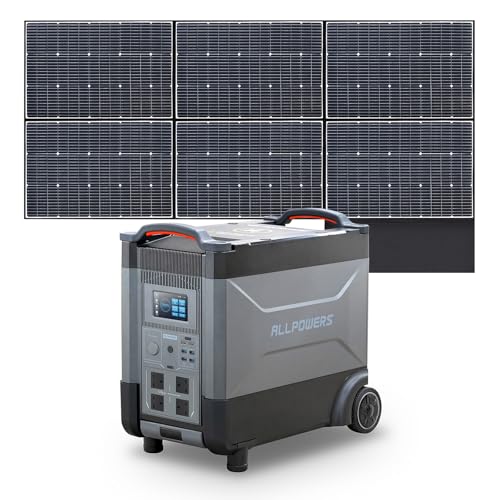 ALLPOWERS R4000 Portable Power Station + SP039 600W Solar Panel, 3456Wh LiFePO4 Battery, 4000W AC/100W USB-C Output Portable Home Battery, 1 Hr Fast Charge Solar Generator for Outdoor Camping