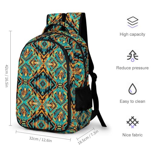 Unisex Backpack with Side Pockets, Women Men Durable Spacious Backpack, Southwest Native Indian American Aztec Print Comfy Shoulder Bag for Travel, Daily Commuting2