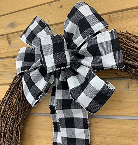 Black-White-Buffalo-Plaid-Ribbon-2-12-x-10-Yards-Wired-Edge-Christmas-Tree-Ribbon-Fall-Halloween-Rustic-Farmhouse-Wreath-Decor-Craft-Decoration-Gifts-Birthday Black White Buffalo Plaid Ribbon 2 12 x 10 Yards Wired Edge Christmas Tree Ribbon Fall Halloween Rustic Farmhouse Wreath Decor Craft Decoration Gifts Birthday