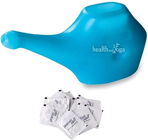 SoulGenie QwikFlo Economy ligera olla Neti práctica compacta y apta para viajes azul 1 pieza azul y 10 sobres de sal Neti SoulGenie QwikFlo Economy ligera olla Neti práctica compacta y apta para viajes azul 1 pieza azul y 10 sobres de sal Neti