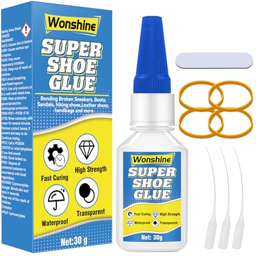 Shoe Glue 30 g Clear Shoe Glue Sole Repair for Boots Sneakers Heels Hiking Shoes Leather Handbags with Anti-Clog Cap Waterproof Heat-Resistant (Clear3 Shoes Glue)