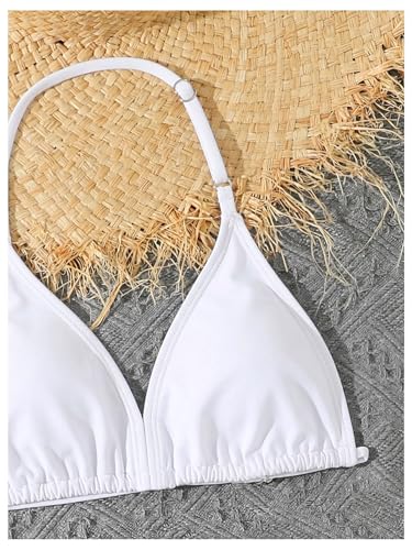 Image of RoseSeek Girl's 3 Piece Cute Bowknot Bathing Suit Halter Triangle High Waisted Swimsuit with Beach Cover Up Skirt