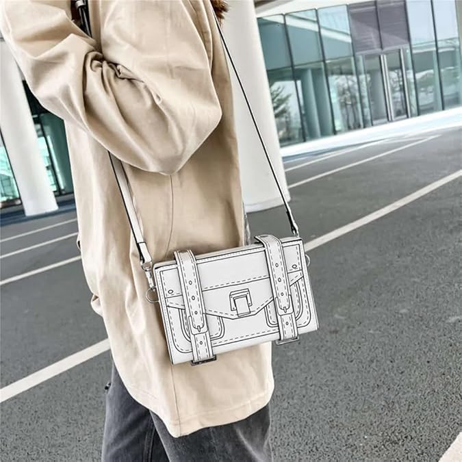 AMPLIN 3D Drawing Cartoon Paper Comic Handbag Unique, Graphic 2D Print Box Bag, women messenger bag pu leather box crossbody shoulder bag || Pack of 1 3