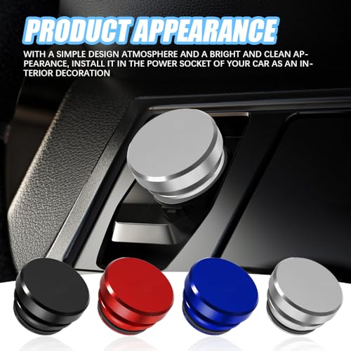 Image of Car Cigarette Lighter Plug Cover, Car Cigarette Lighter Dust Covers, Aluminum Alloy Cigarette Lighter Socket Cover Cap, Waterproof Plug Decoration Cover for Most Cars SUVs Trucks