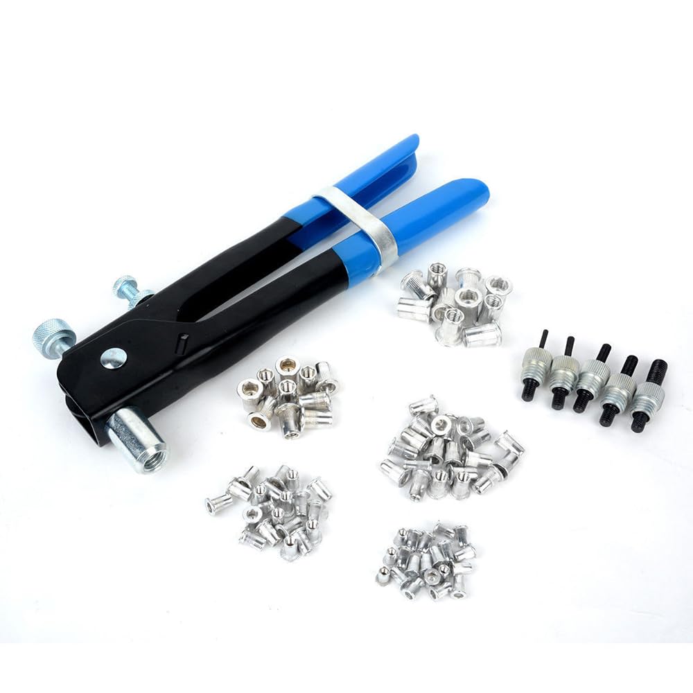 86-teiliges Nietmuttern-Set, M3/M4/M5/M6/M8, robuste Blindnietmuttern, Dorn, Nietzange mit Koffer für die Reparatur von Blindnieten