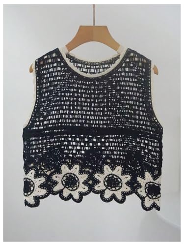 Image of GORGLITTER Women's Crochet Vest Hollow Out Sweater Tank Tops Summer Beach Sleeveless Knit Tops 2026