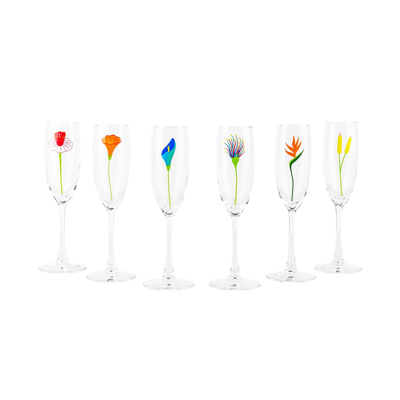 Set de 6 flûtes à Champagne - Champ de fleurs