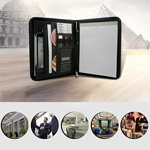 Tangist Business Padfolio Folder With Zipper A4 Resume Folder With Pen Holder With Pockets Letter Size A4 Writing Pad Notepad Padfolio For Men Women (Color : Black, Size : B) #TOP1