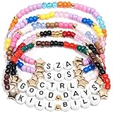 AICase for SZA Merch Gifts Inspired Bracelets 6 Pcs Stackable Stretch Beaded Friendship Bracelets Concert Shirt Outfit Vinyl Poster Sticker Merchandise Gifts for Fans Women Birthday Christmas