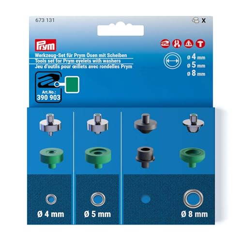 Prym 673131 Tool Set for Eyelets with Washers 4 mm / 5 mm / 8 mm - Eyelet Tool Compatible Vario Creative Tool | Ideal for Textiles, Leather, Crafts