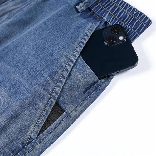 Mens Jeans Thin Light Summer Straight Fit Denim Pants Elastic Elegant Casual Relaxed Fit Trousers3